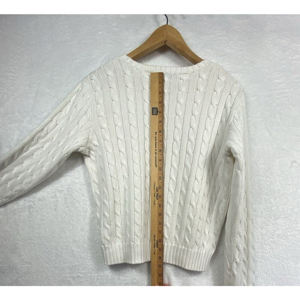 Ralph Lauren Sport 100% Cotton Swater Women’s XL White Cableknit Preppy Heritage - Picture 10 of 10